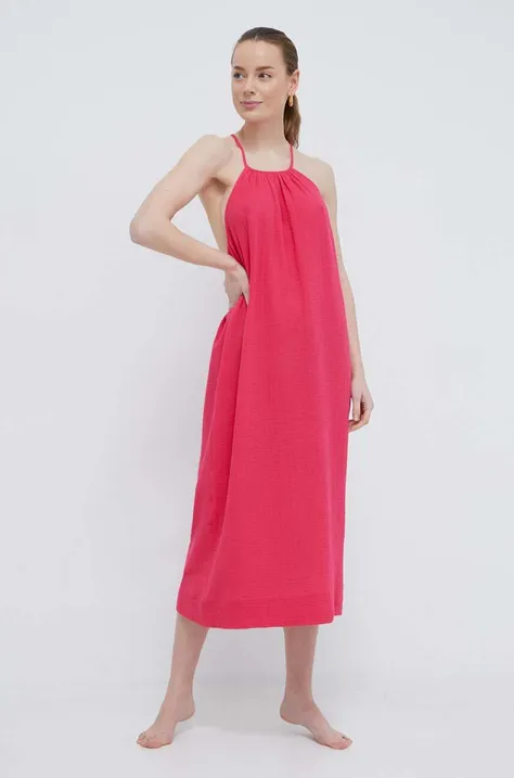 Bavlněné plážové šaty Chantelle růžová barva