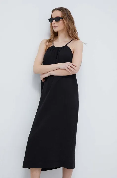 Bavlnené plážové šaty Chantelle čierna farba