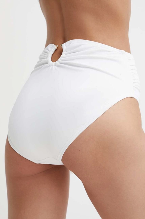 Plavkové nohavičky MICHAEL Michael Kors HIGH WAIST BOTTOM biela farba, MM2R259