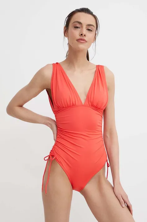 Jednodijelni kupaći kostim MICHAEL Michael Kors SHIRRED PLUNGE ONE PIECE boja: crvena, lagano učvršćene košarice, MM7M168