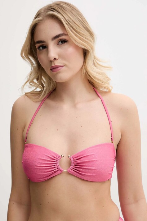 Guess sutien de baie culoarea roz, cupa usor rigidizata