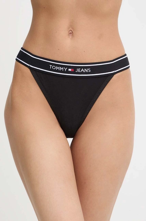 Tanga Tommy Jeans černá barva, UW0UW05122