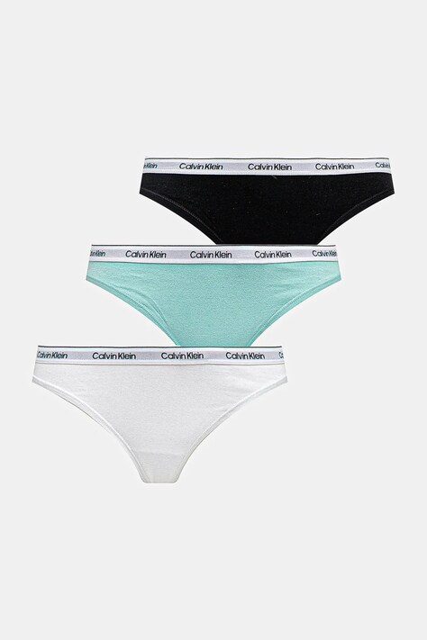Calvin Klein Underwear Chilot tanga 3-pack culoarea turcoaz, 000QD5209E