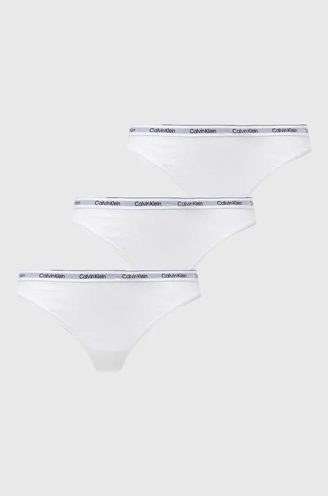 Tanga Calvin Klein Underwear 3-pack bílá barva, 000QD5209E