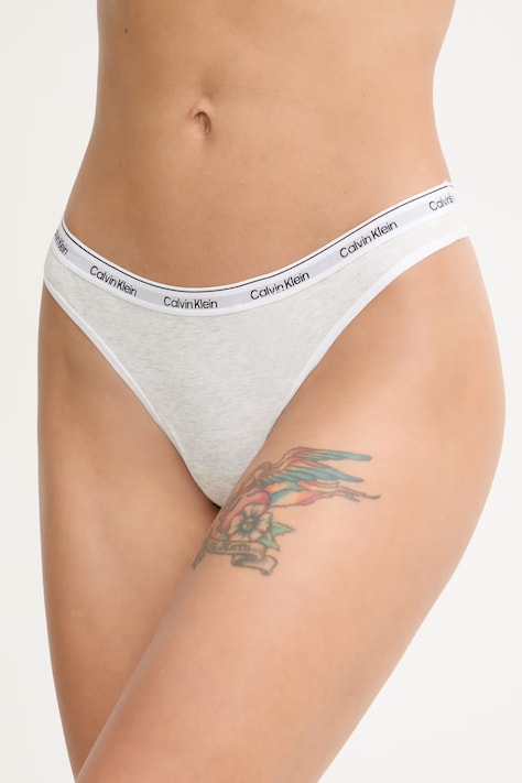 Calvin Klein Underwear στρινγκ γυναικεία από βαμβάκι με ελαστάν γκρι 000QD5043E