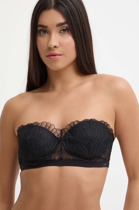 Calvin Klein Underwear sutien culoarea negru, dantela, uni, 000QF7757E