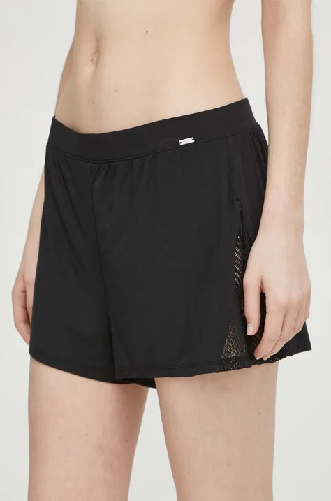 Піжамні шорти Calvin Klein Underwear жіночі колір чорний мереживо