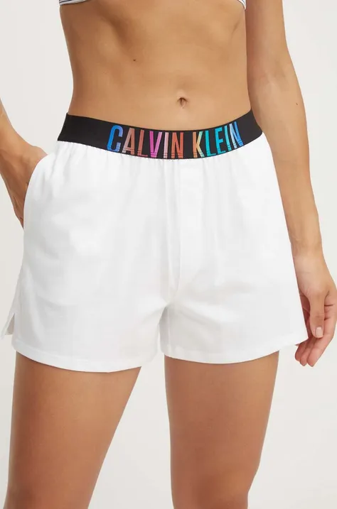 Bombažne pižama kratke hlače Calvin Klein Underwear bela barva, 000QS7194E