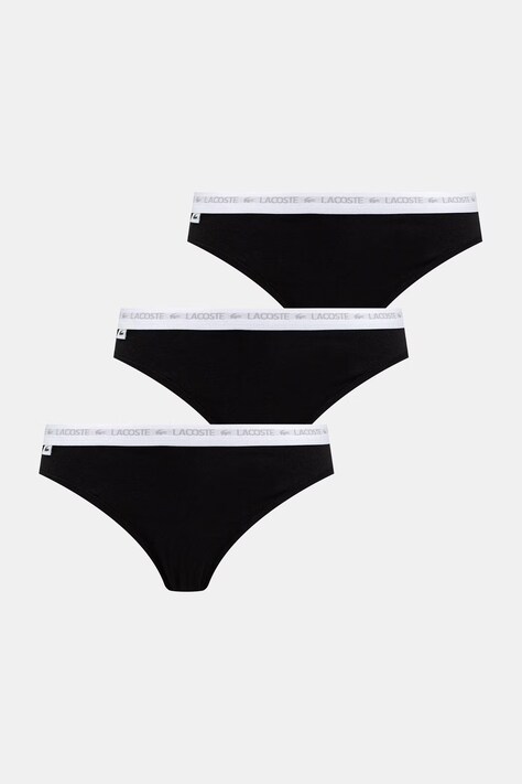 Lacoste stringi damskie bawełniane z elastanem 3-pack czarne 8F1341