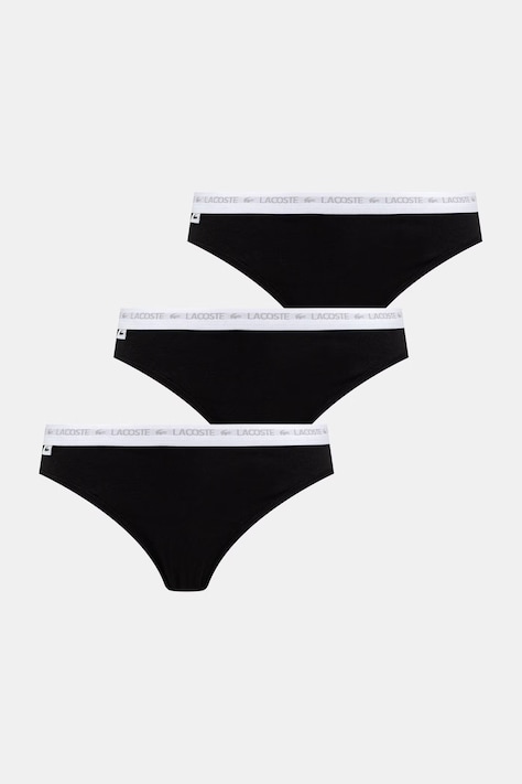 Lacoste stringi damskie bawełniane z elastanem 3-pack czarne 8F1341