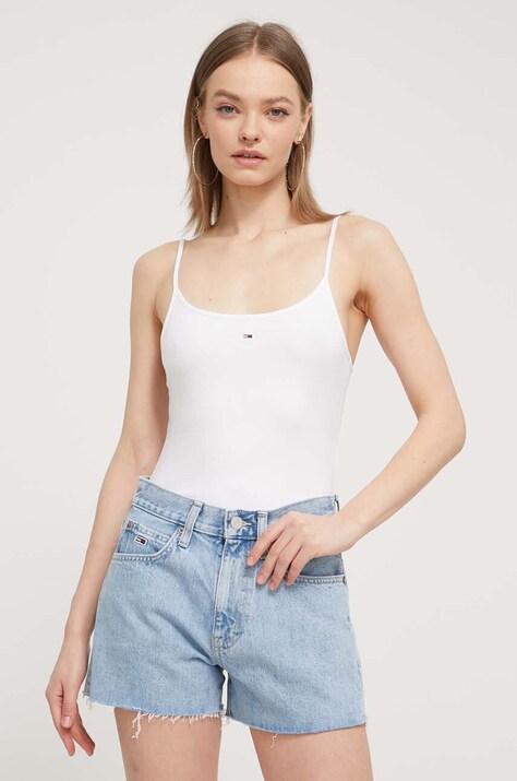 Tommy Jeans body femei, culoarea alb DW0DW17993