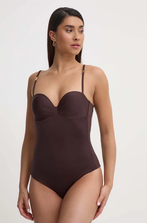 Jednodielne plavky Max Mara Beachwear hnedá farba, 2416831019600