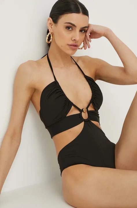 Jednodijelni kupaći kostim Max Mara Beachwear boja: crna, mekane košarice