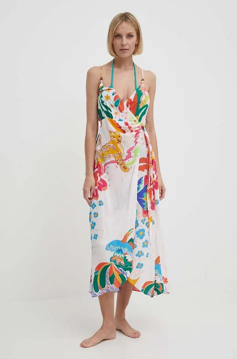 Desigual sukienka plażowa SELVA kolor biały 24SWMW09