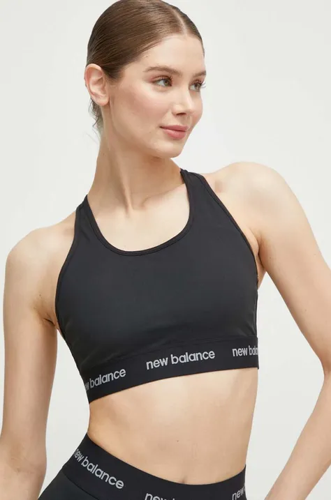 Športová podprsenka New Balance Sleek čierna farba, jednofarebný