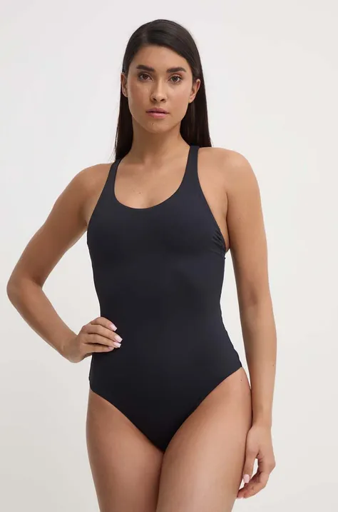 Jednodijelni kupaći kostim Casall Deep Racerback boja: crna, mekane košarice