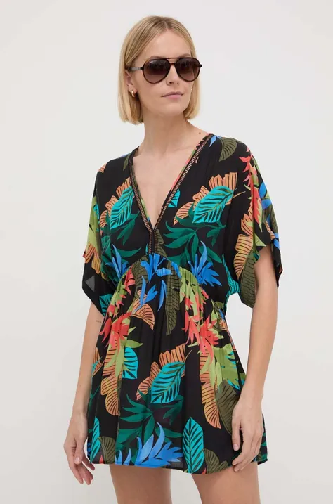 Κάπα παραλίας Desigual TROPICAL PARTY χρώμα: μαύρο, 24SWMW23