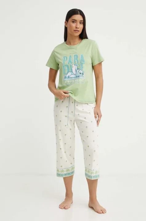 Βαμβακερές πιτζάμες women'secret Lilo&Stich χρώμα: πράσινο, 3137658