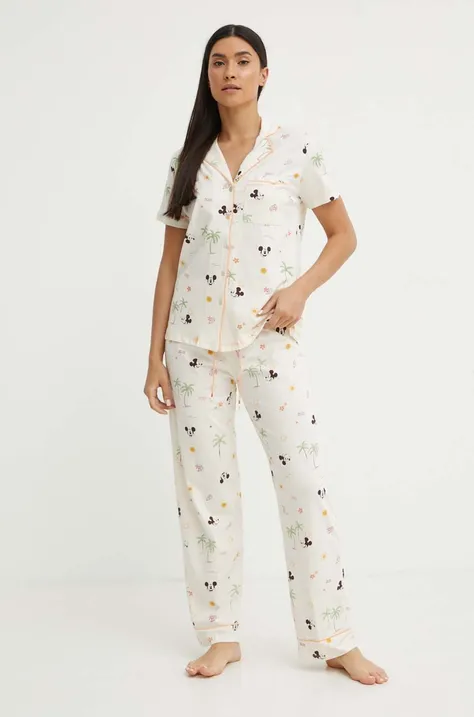 Βαμβακερές πιτζάμες women'secret Mickey x Disney χρώμα: μπεζ, 3137661