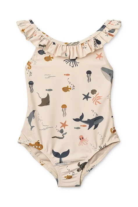 Jednodielne detské plavky Liewood Kallie Printed Swimsuit béžová farba