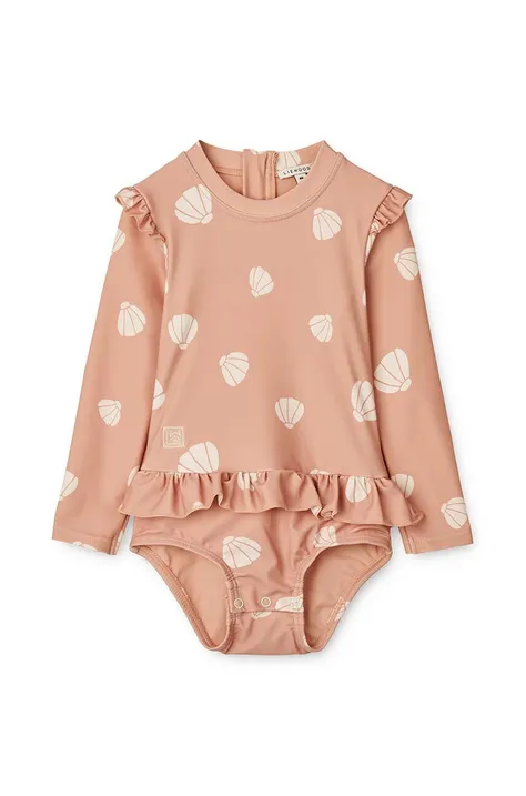 Суцільний дитячий купальник Liewood Sille Baby Printed Swimsuit колір рожевий