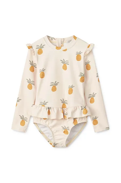 Enodelne otroške kopalke Liewood Sille Printed Swimsuit rumena barva