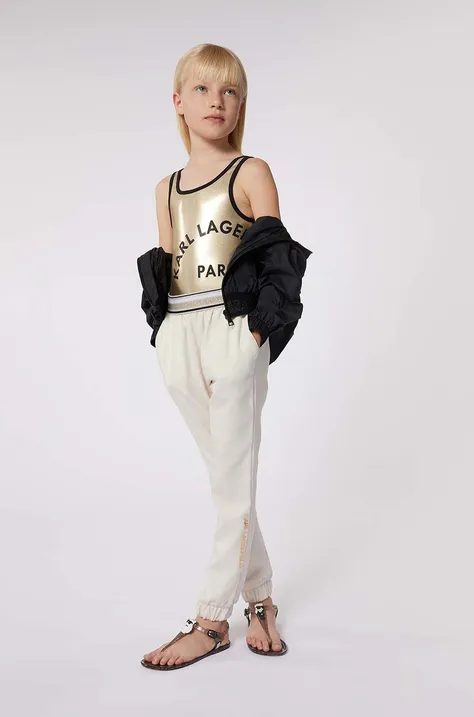 Jednodielne detské plavky Karl Lagerfeld zlatá farba