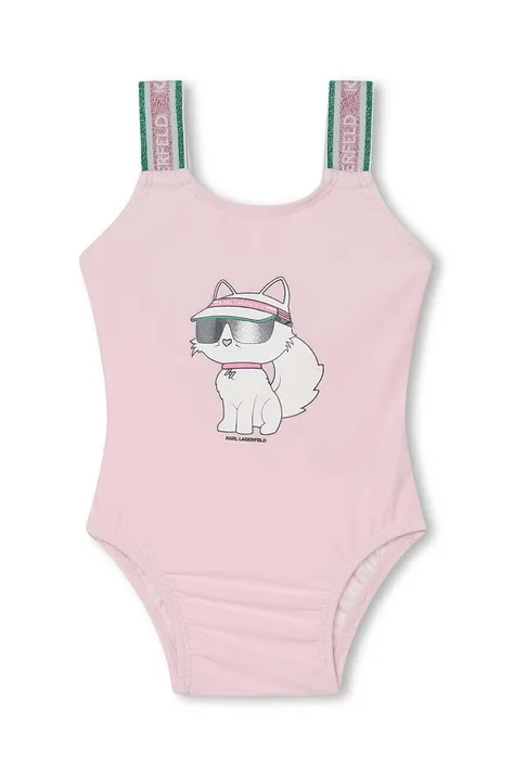 Karl Lagerfeld jednoczęściowy strój kąpielowy niemowlęcy kolor różowy
