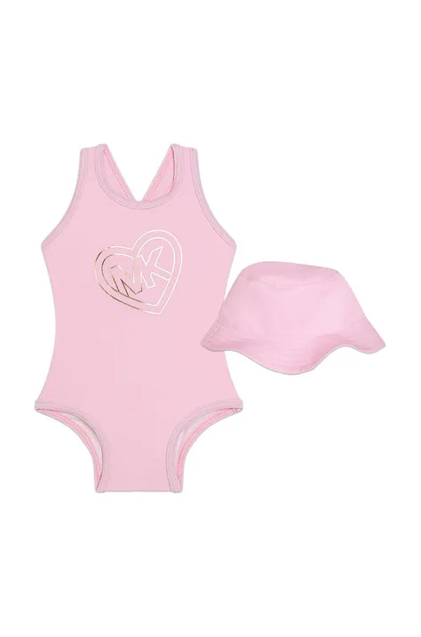 Jednodílné plavky pro miminko Michael Kors růžová barva