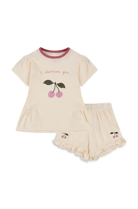 Dječja pamučna pidžama Konges Sløjd boja: ružičasta, s tiskom