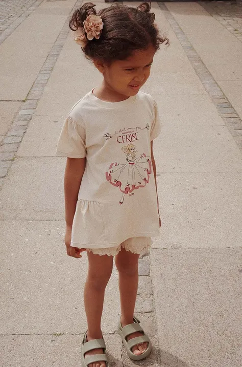 Детская хлопковая пижама Konges Sløjd цвет розовый с принтом