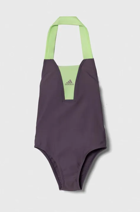 Суцільний дитячий купальник adidas Performance колір фіолетовий