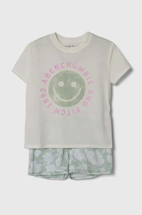 Dětské pyžamo Abercrombie & Fitch zelená barva