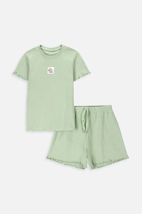 Detské bavlnené pyžamo Coccodrillo zelená farba, s potlačou