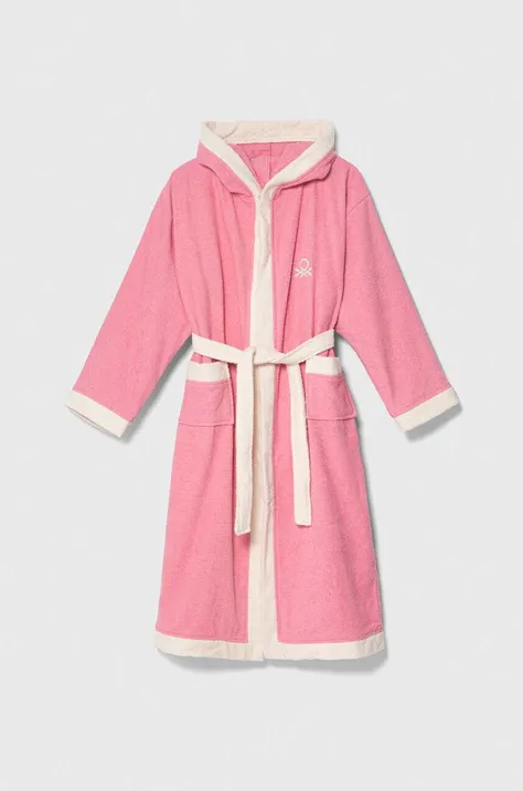 Дитячий бавовняний халат United Colors of Benetton колір рожевий