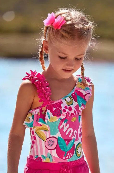 Jednodílné dětské plavky Mayoral růžová barva