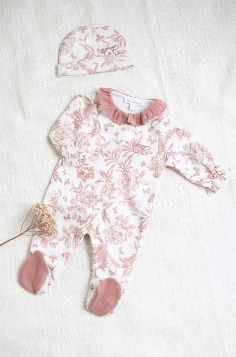 Tartine et Chocolat śpioszki bawełniane niemowlęce kolor różowy wzorzysta
