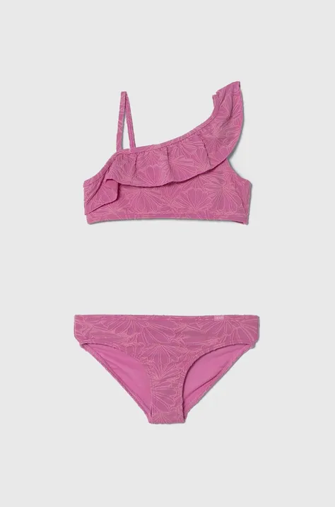 Dvoudílné dětské plavky Abercrombie & Fitch růžová barva