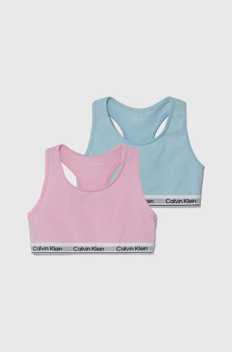 Otroški športni modrček Calvin Klein Underwear 2-pack roza barva