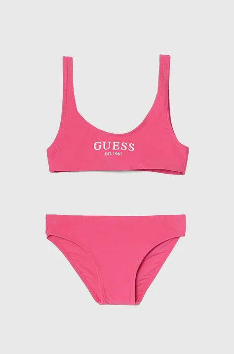 Роздільний дитячий купальник Guess колір рожевий