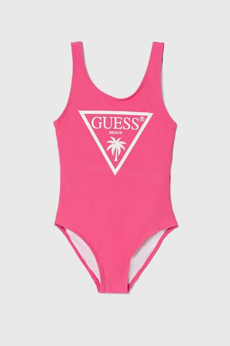 Ολόσωμο παιδικό μαγιό Guess χρώμα: ροζ