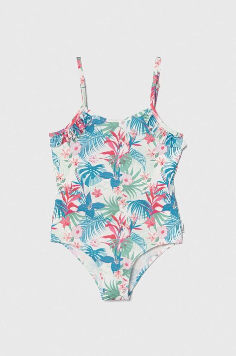 Pepe Jeans costum de baie dintr-o bucată pentru copii HIBISCUS FRILL SWIMSUIT culoarea verde