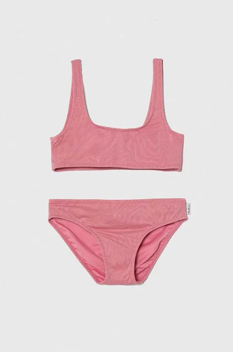 Dvojdielne detské plavky Pepe Jeans LUREX SC BIKINI SET ružová farba