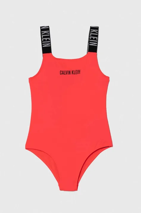 Суцільний дитячий купальник Calvin Klein Jeans колір червоний