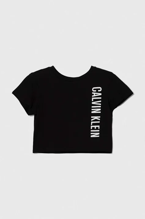 Otroška kratka majica za na plažo Calvin Klein Jeans črna barva