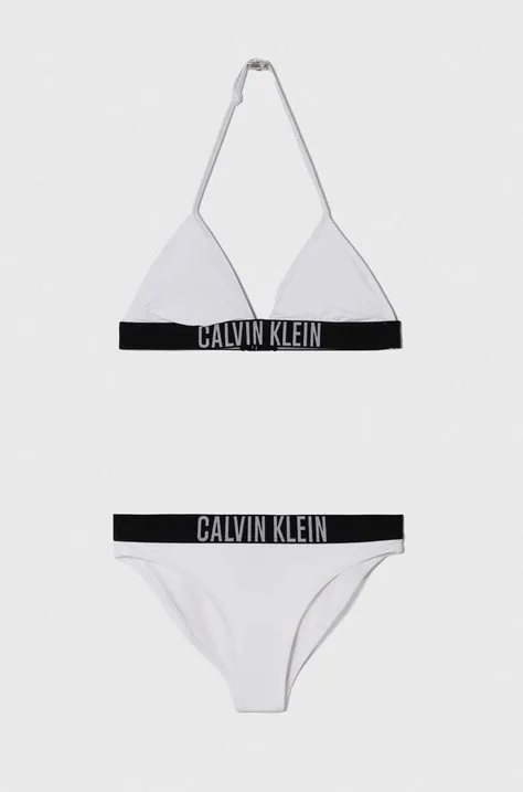 Dvojdielne detské plavky Calvin Klein Jeans biela farba