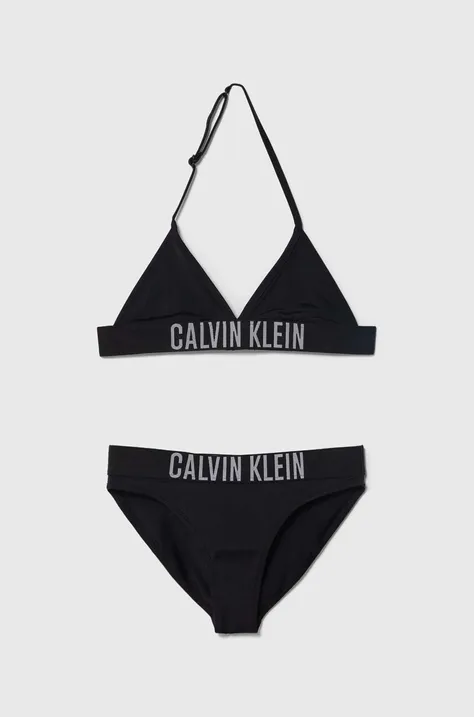 Dvodelne otroške kopalke Calvin Klein Jeans črna barva