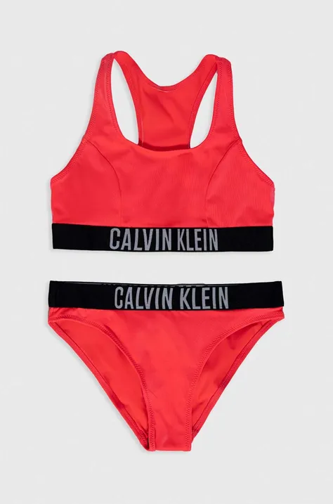 Calvin Klein Jeans dwuczęściowy strój kąpielowy dziecięcy kolor różowy
