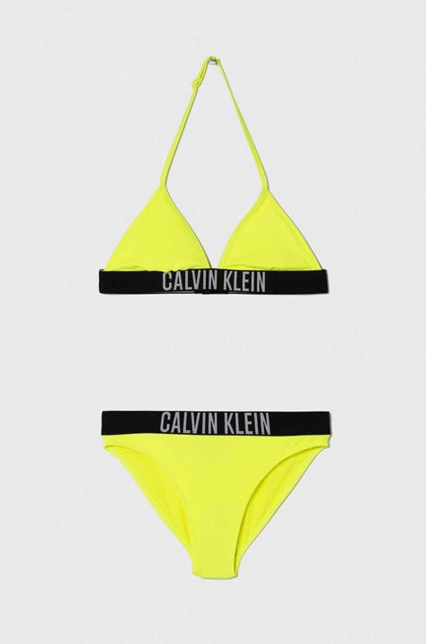 Calvin Klein Jeans costum de baie pentru copii din două piese culoarea verde