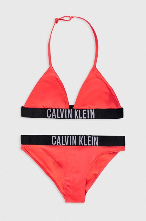 Calvin Klein Jeans costum de baie pentru copii din două piese culoarea roz